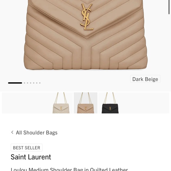 Saint Laurent Dark Beige Quilted Leather Shoulder Bag (like new) - Picture 1 of 5